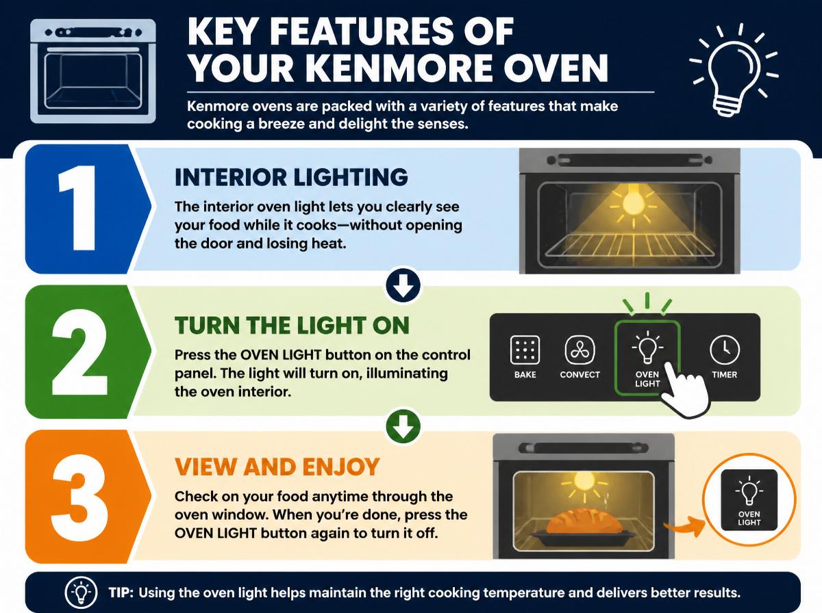 Step-by-step infographic: Complete Guide to Features Use and Maintenance of Kenmore Oven: Key Features of Your Kenmore Oven