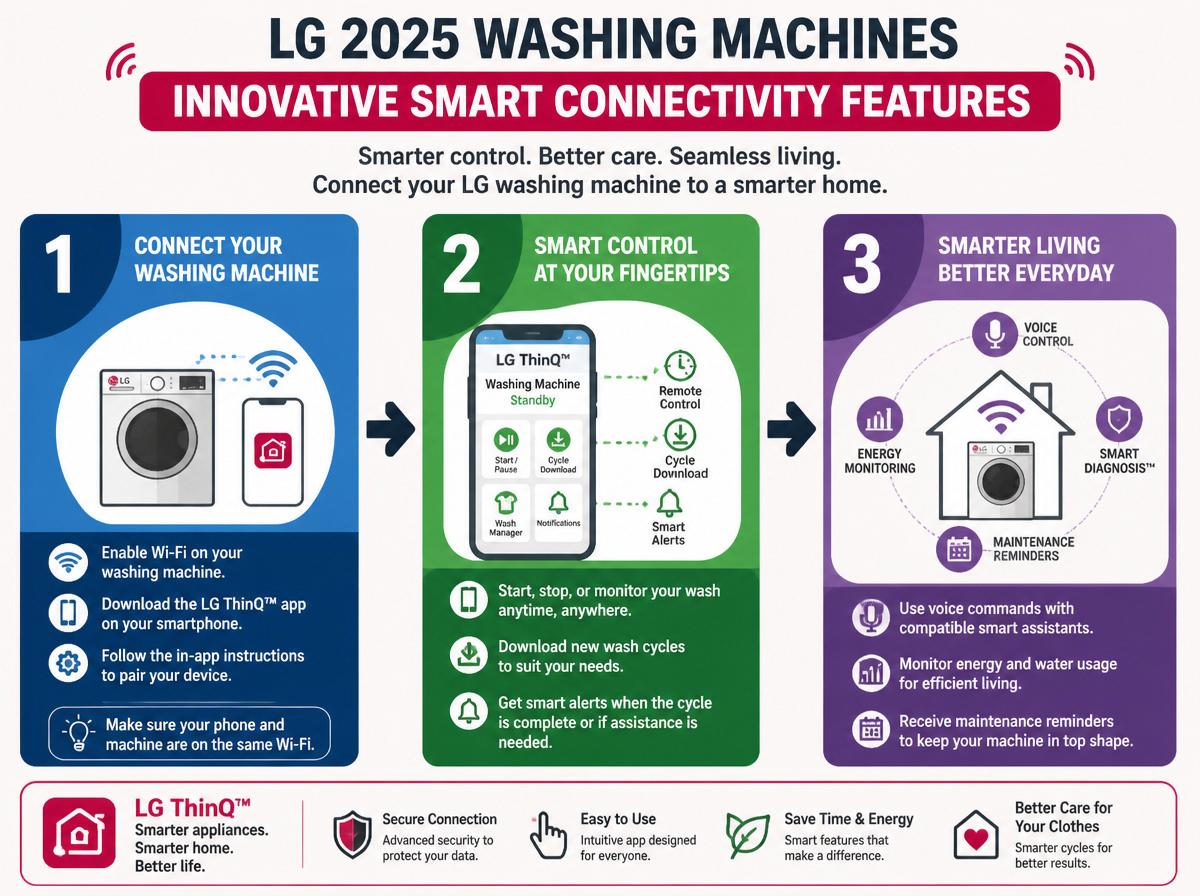 Step-by-step infographic: Complete Guide to What Makes LG Washing Machines Stand Out in 2025?: Innovative Smart Connectivity Features