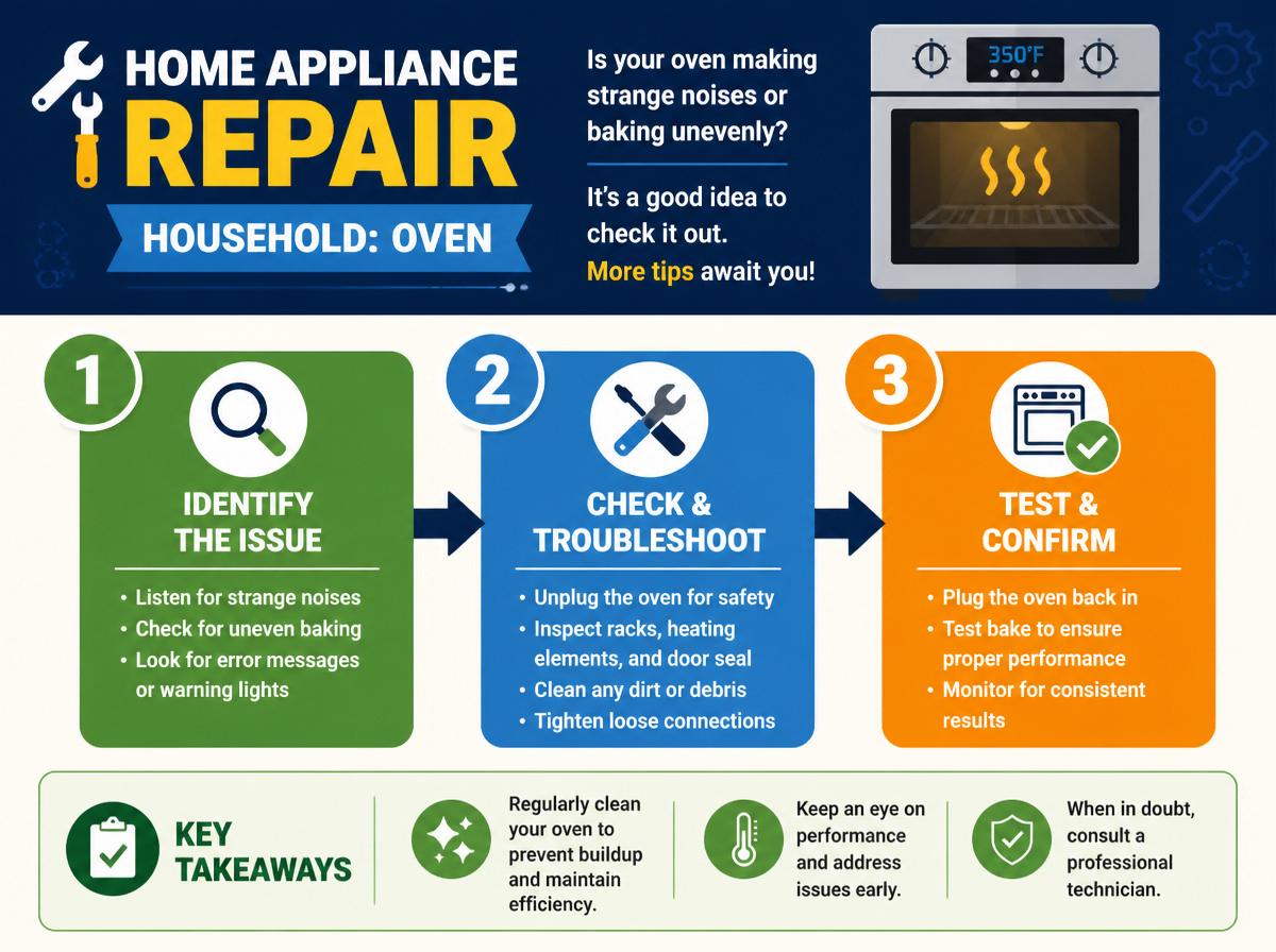 Step-by-step infographic: How to Care for Your Oven With Essentials for Maintenance and Fixes: (intro/hero area)
