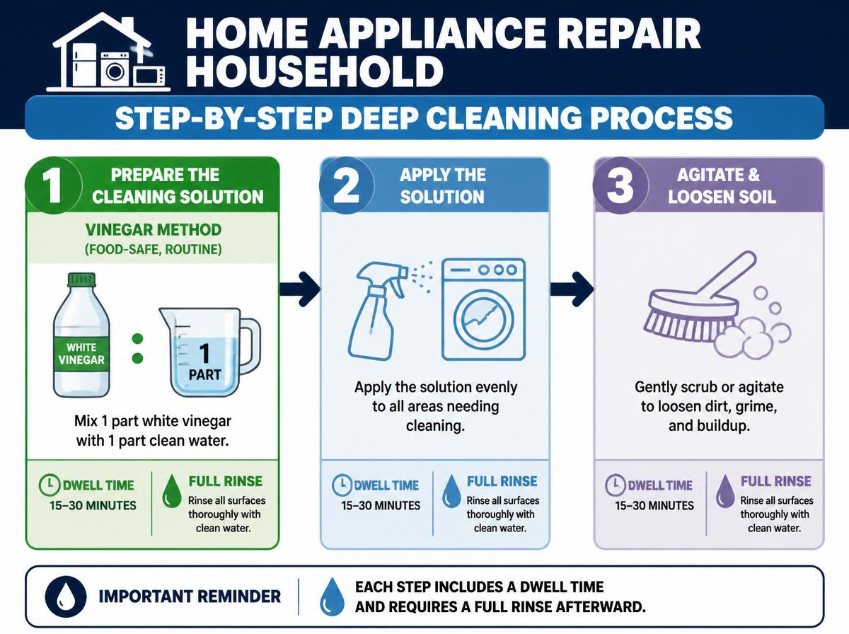 Step-by-step infographic: How to Deep Clean a Primo Water Dispenser: Complete Maintenance Guide: Step-by-Step Deep Cleaning Process
