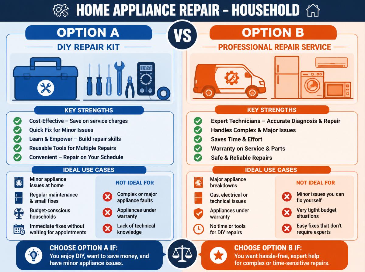 Comparison infographic: How to Decide if Resetting or Repairing Helps Your LG Ice Maker: Signs That Your Ice Maker Needs a Reset