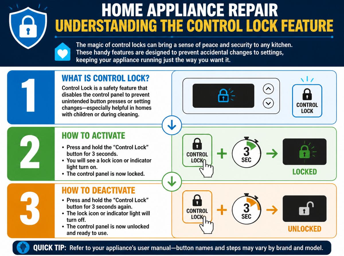 Step-by-step infographic: How to Enable Control Lock on Whirlpool Oven: Understanding the Control Lock Feature
