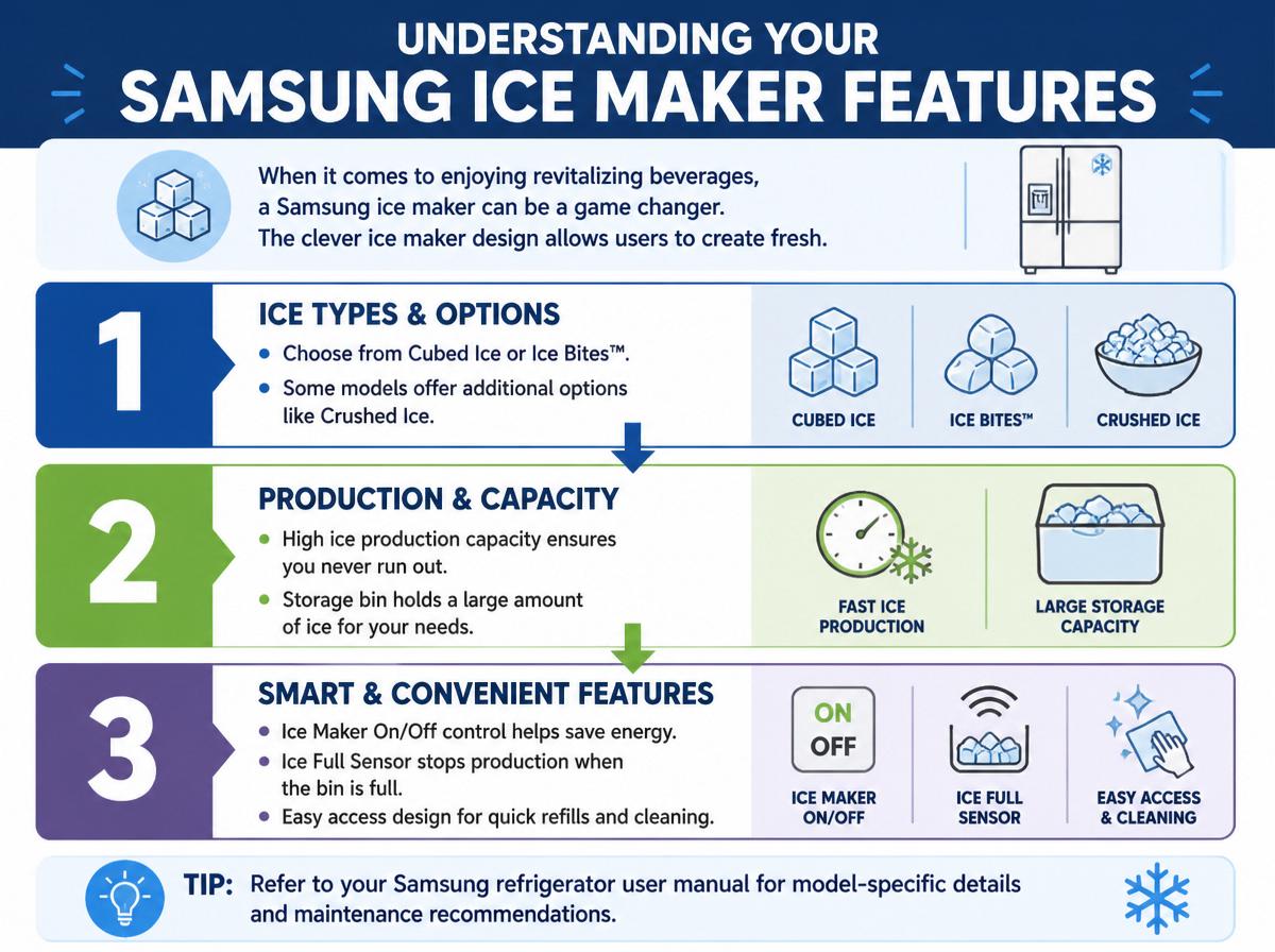 Step-by-step infographic: How to Samsung Ice Maker Complete Guide: Step-by-Step Guide: Understanding Your Samsung Ice Maker Features