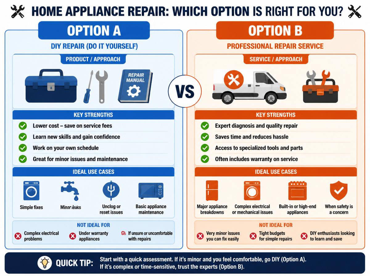 Comparison infographic: Types of Washing Machines (Top-Load, Front-Load, Combo, Portable, Compact): Types of Washing Machines at a Glance (Comparison Table)