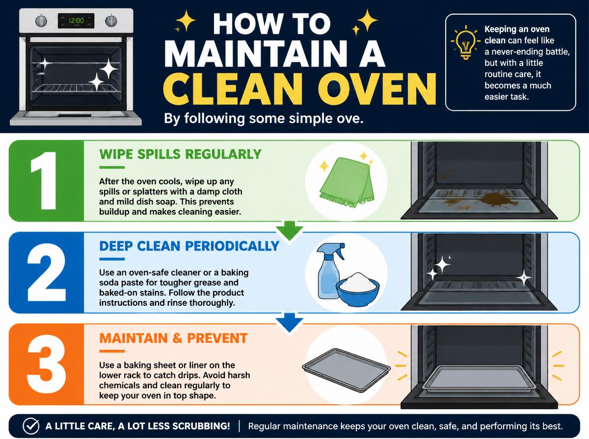 Step-by-step infographic: Ultimate Guide to Deep Clean Your GE Oven: How to Maintain a Clean Oven